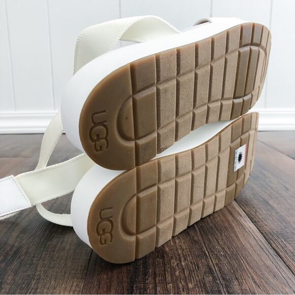 UGG Platform Sandal Ankle Wrap Square Toe Chunky Strappy Lennox Size 11 White - Picture 11 of 13